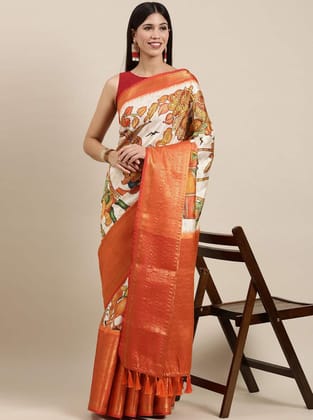 Yavira silk Women's Multi Printed Silk Blend Saree