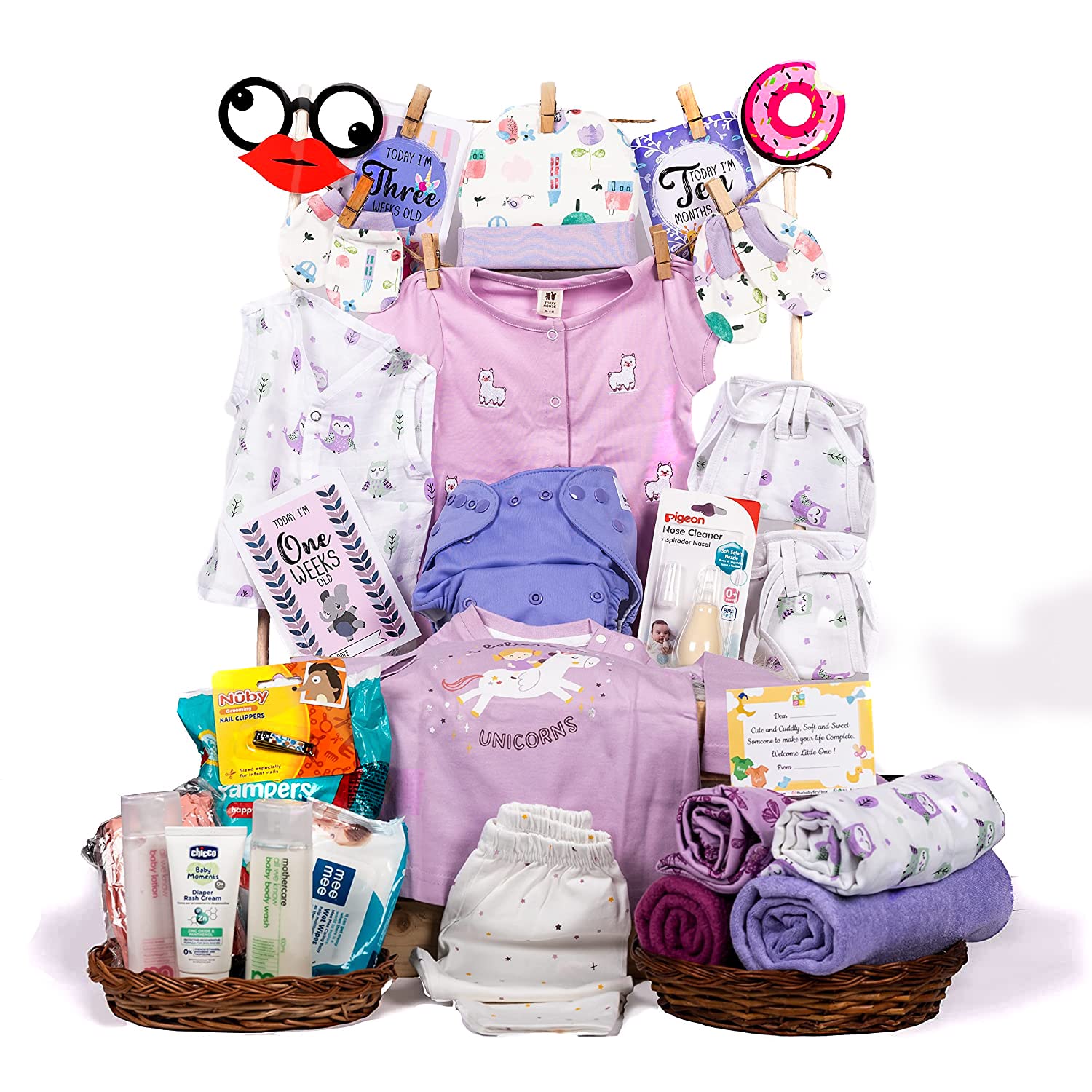 The Baby First Box Newborn Baby Essential Kit - 21 Items(0-3 Months)| Newborn Baby Gifts |Baby Shower Gift | Summer Kit (Exclusive Gift Box) (Girls)