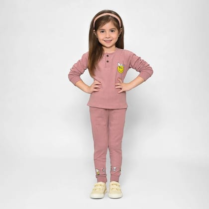 Peanuts™ Peach T-shirt with Pajama Thermal Set (Unisex)-12-18 M / Peach