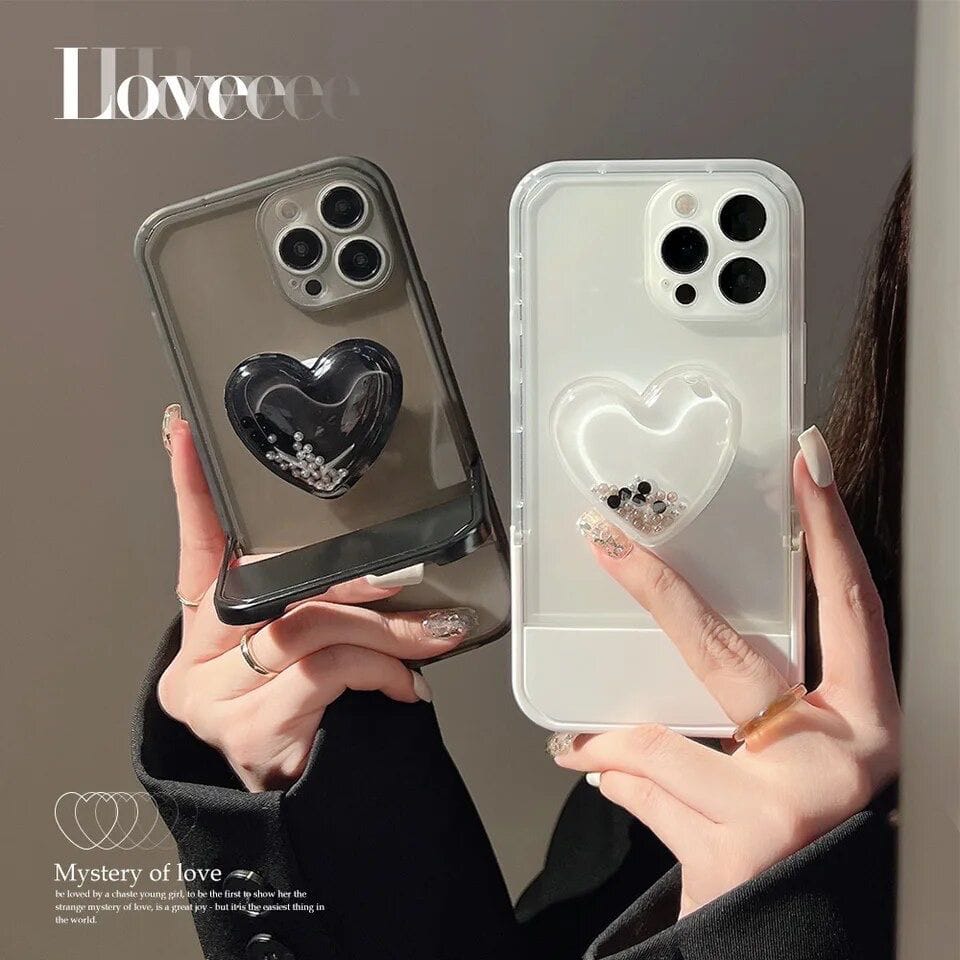 Heart Holder Transparent Phone Stand iPhone Soft Silicone Case-iPhone 14 Plus / iPhone 15 Plus / Purple