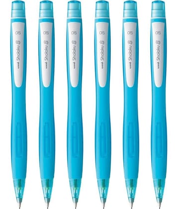 Uni-Ball Shalaku M7-228 0.7Mm Built In Eraser (Blue Body) Mechanical Pencil (Pack Of 6, Blue)