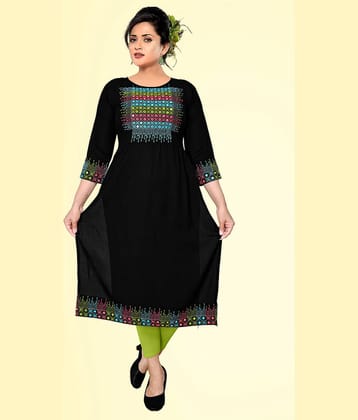 HAYA - Black Rayon Women's Straight Kurti ( Pack of 1 )