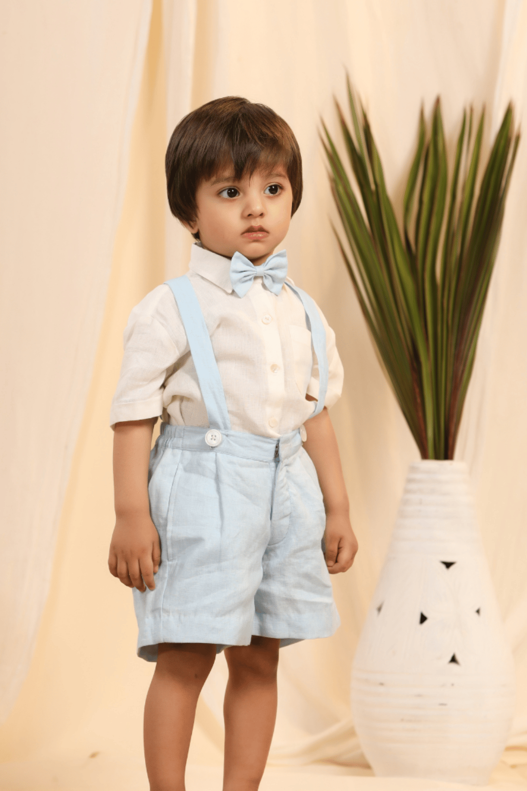 Light Blue Back Cross Dungaree Set-6-12 months