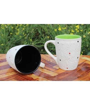 Laghima jadon U Shape 2 Piece Solid Ceramic Coffee Mug 350 mL ( Pack of 2 )