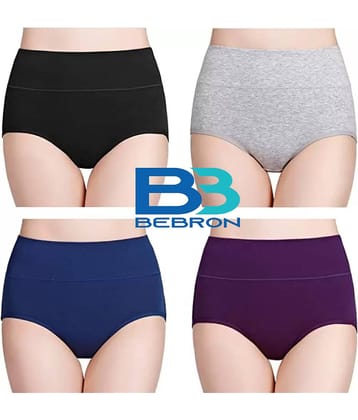 Bebron Pack of 4 Cotton Lycra Briefs For Women ( Multicolor )