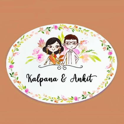Forever Couple 2 - Handpainted Personalised Name Plate