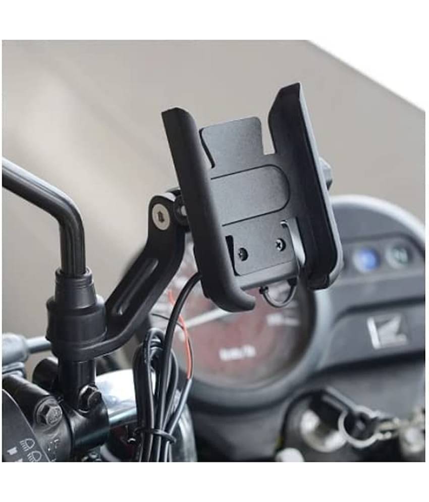 thriftkart CNC Aluminium Metal Body 360 Degree Rotating Mobile Holder Stand with Quick Charge USB for Bike, Activa, Scootey (Mirror Fitting)