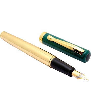 Srpc Dikawen 8073 Gold & Green Metal Body Medium Nib Fountain Pen With Converter