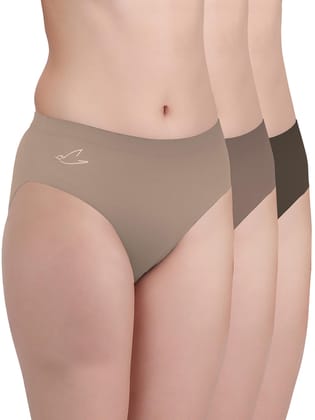 Freecultr Women’s Micromodal Mid-Rise Hipster | Super Soft & Breathable Fabric | Medium Rear Coverage | Comfortable Stretch Elastic | Pack of 3  |Color - Pink,Clay,Coffee