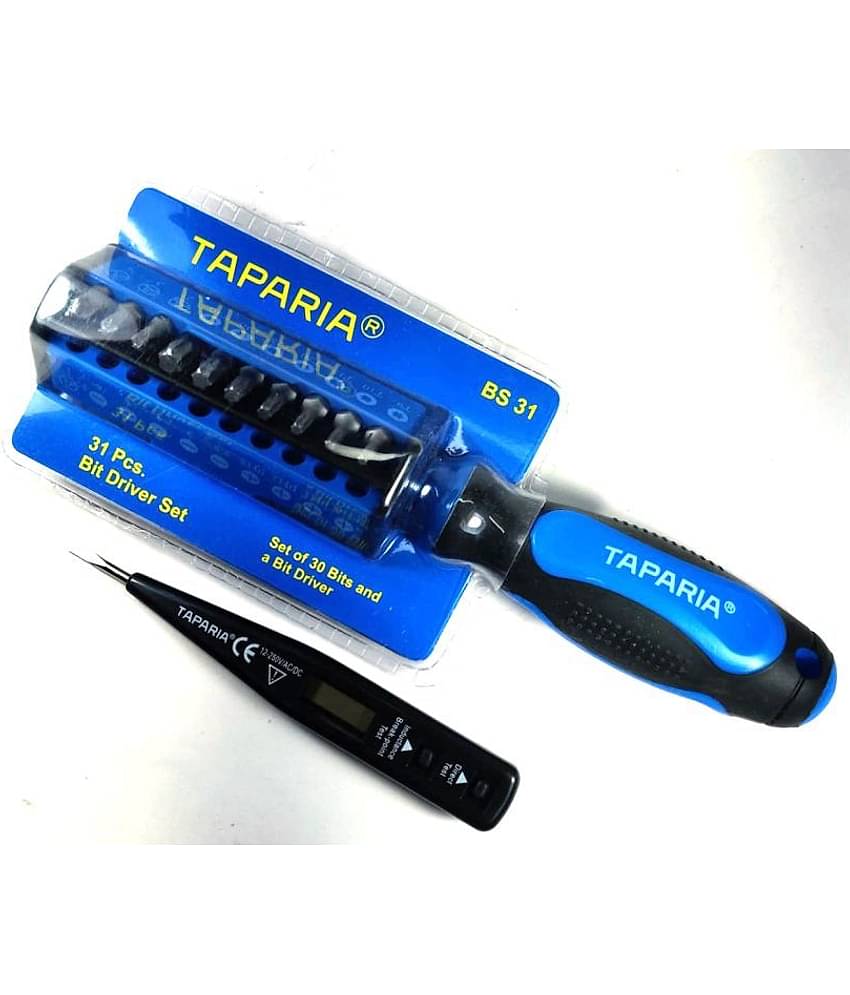 Taparia Set of 2 Hand Tool Combo (31 Piece Steel Bit Screw Driver Set(BS-31)/Digital Tester(MDT-81)