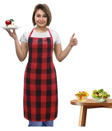 Oasis Hometex Cotton Checks Kitchen Apron with 1 Center Pocket ( Pack of 1 )
