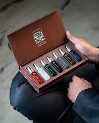 PERFUMERS CLUB Perfumer's Club Complete Fragrance Gift Set For Men|7x8ml Eau De Parfum|Refill For Lightr|Pocket Friendly|18% Oil For Long Lasting|Rakhi Gift for Brother|Friendship Day Gift,Assorted PERFUMERS CLUB Perfumer's Club Complete Fragrance Gift S