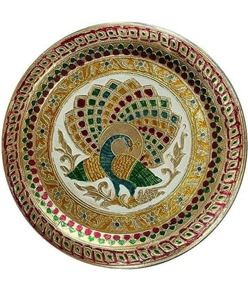 Pooja Thali For Occasion, Festival, Karwa Chauth, Beautiful Peacock Design Pooja Thali