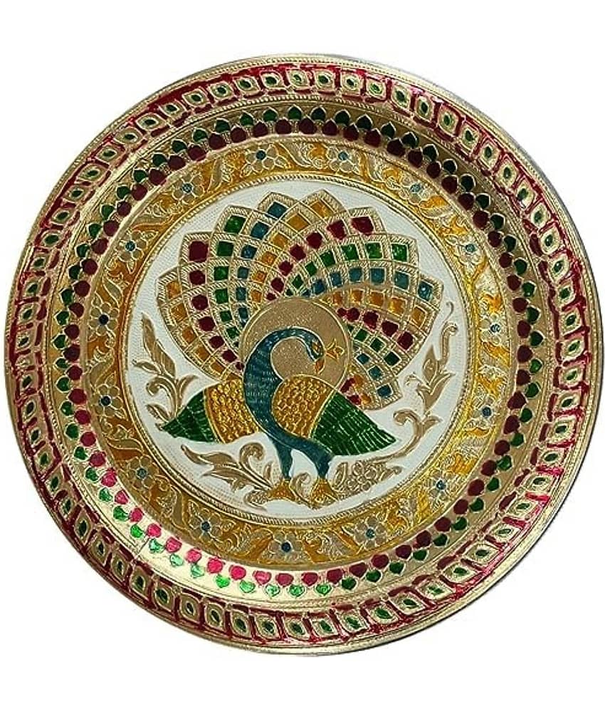 Pooja Thali For Occasion, Festival, Karwa Chauth, Beautiful Peacock Design Pooja Thali