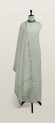 Chikankari Mul Chanderi Dress Material Ivory Zari Dupatta