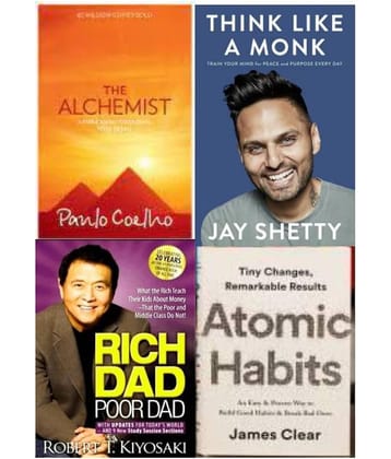 ALCHEMIST + Think Like A Monk + Rich dad Poor Dad + Atomic Habits