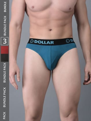 Men's Assorted Pack of 3 Shuffle Intellisoft Cotton Spandex Solid Brief