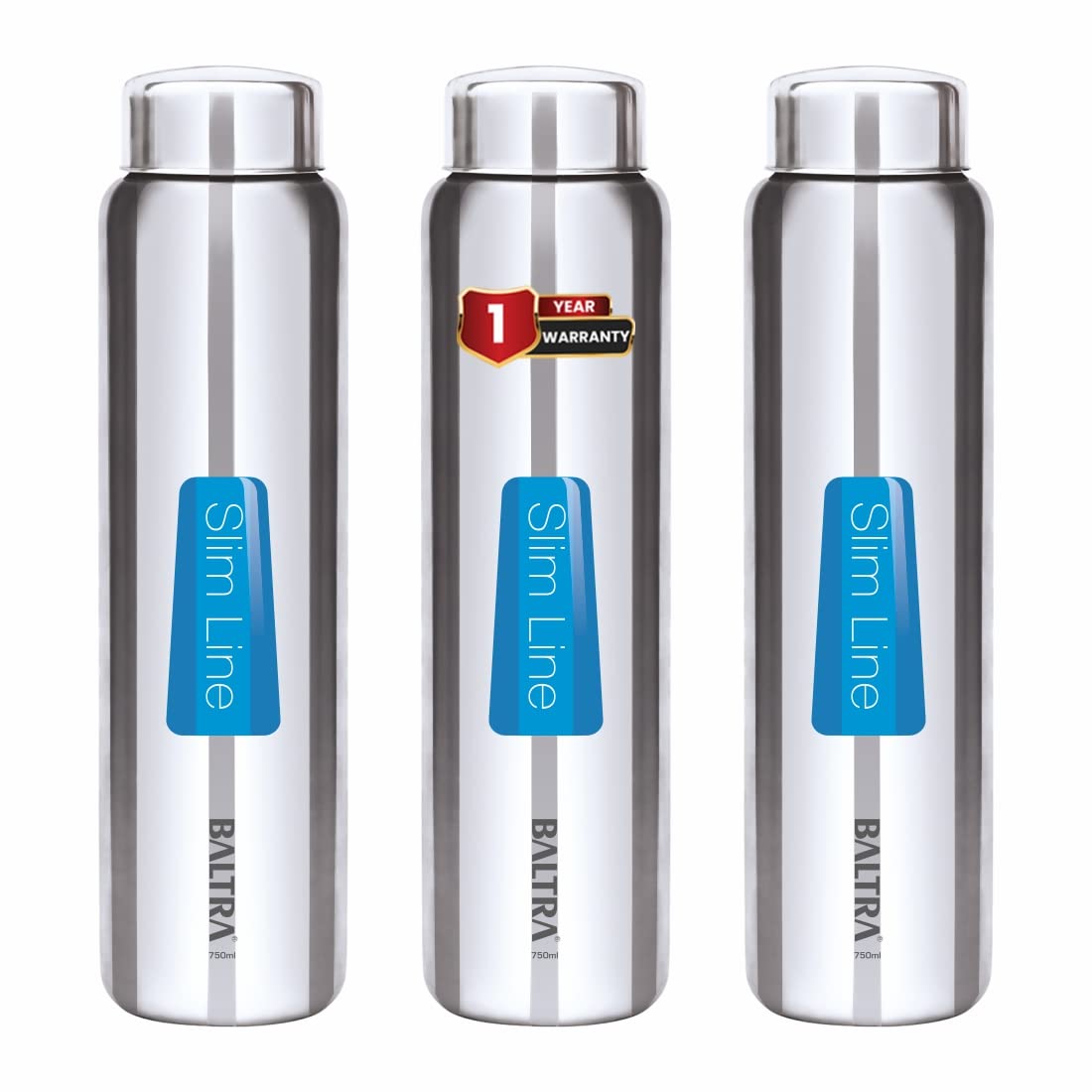 Baltra Relax Stainless Steel Fridge Water Bottle | Pack of 3 (700ml Each) | Single-Walled, Rust-Resistant, BPA-Free, Leak-Proof & Lightweight Refrigerator Bottle for Home, Office, Gym & Travel