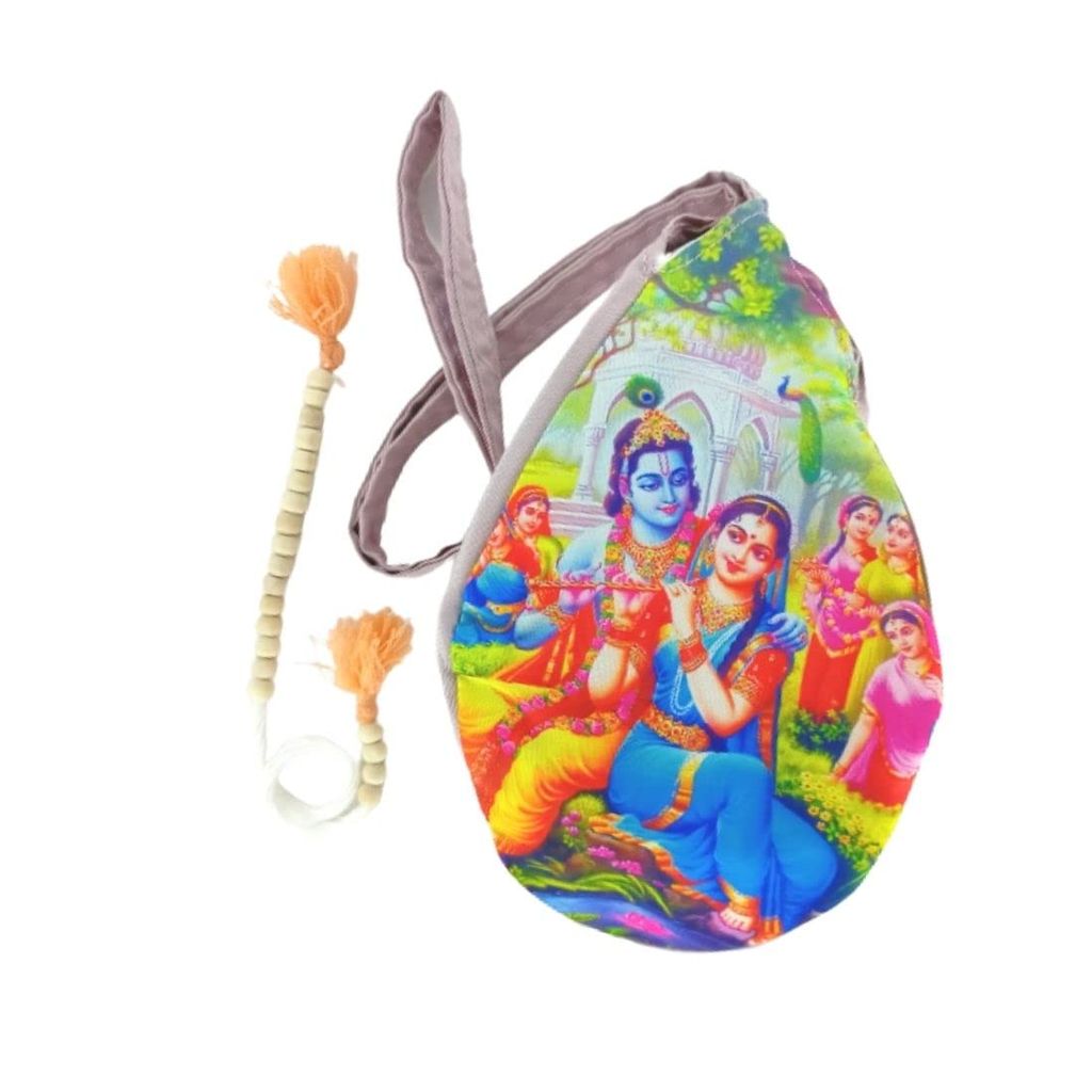 MAYAPURI Radha Krishna Printed Japa Bag/Chanting Bag with Sakshi Mala Counter - Pooja Needs | Buy online on ZillyBuy
