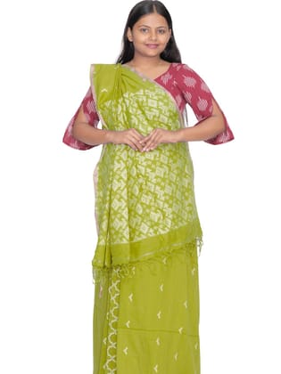 Tisser Elegant Jacquard Cotton Saree with Blouse Piece – Fresh Green