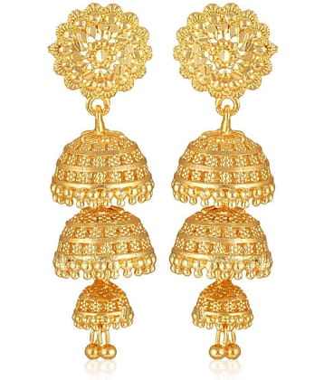 VIVASTRI Golden Jhumki Earrings ( Pack of 1 )