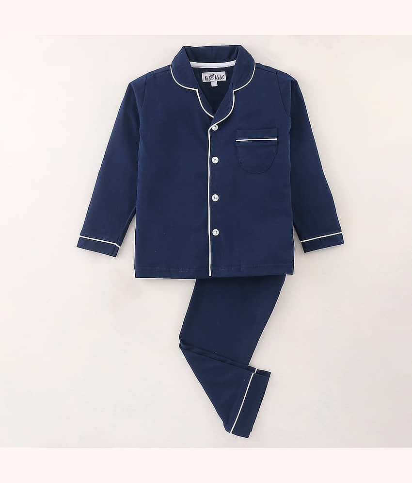Nite Flite Pack of 1 Boys 100% Cotton Nightsuit Set ( Blue )