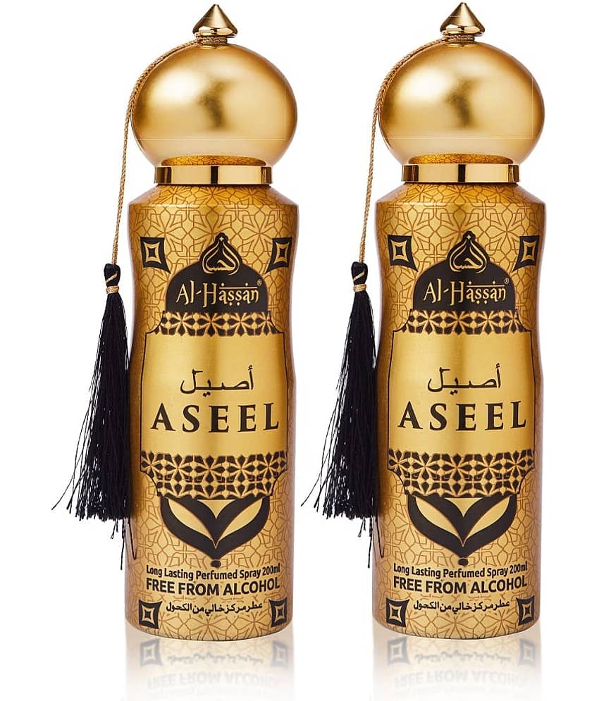 Al - Hassan Aseel Perfume Body Spray for Unisex 400 ml ( Pack of 2 )