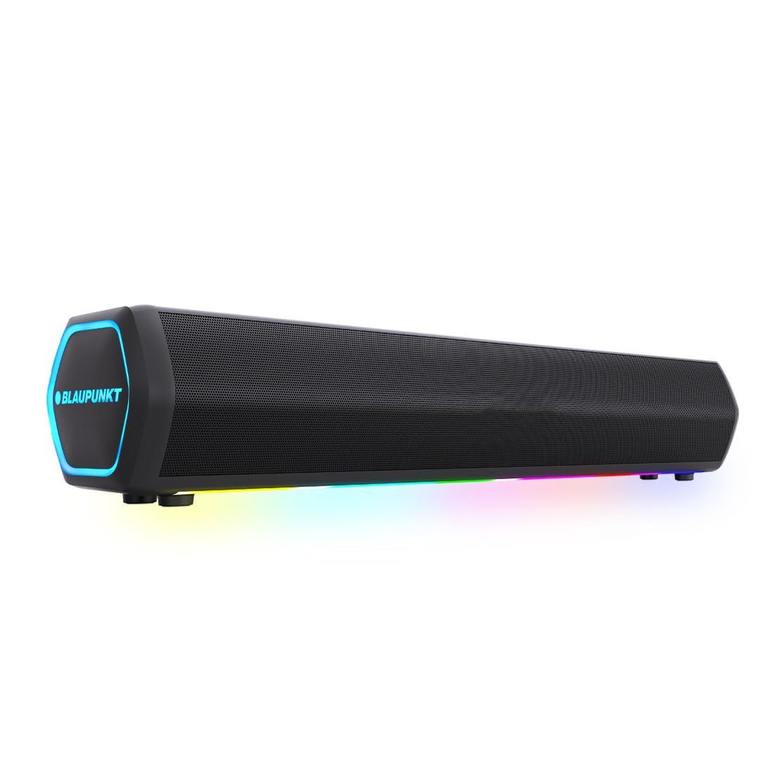 Blaupunkt Newly Launched SBA20 Pro 25W Bluetooth Soundbar with 2000mAh Battery I RGB Lights I Honeycomb Design I AUX, Bluetooth, USB & TWS I BT Speaker for TV, Mobile, PC, Laptops Blaupunkt Newly Launched SBA20 Pro 25W Bluetooth Soundbar with 2000mAh Bat