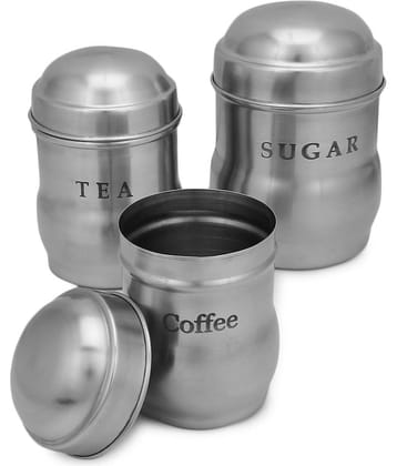 Dynore - TCS Container Set Steel Silver Tea/Coffee/Sugar Container ( Set of 3 )