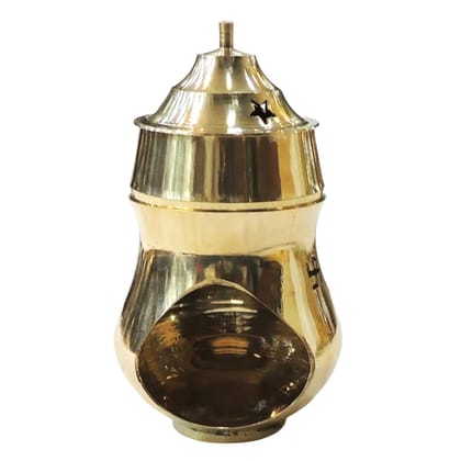 Brass Incense Burner – Aromatic Dhoop Diffuser for Home & Temple, Height : 5.2 Inch (ZMAS486 A)