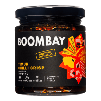 BOOMBAY Timur Chilli Crisp Topping - Use as a Salad Dressing, Spicy Flavour for Noodles, Dip for Dumplings, 190 gm