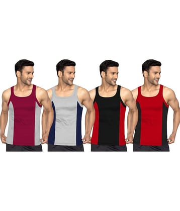 Drako Pack of 4 Cotton Basic Vest For Men ( Multicolor )