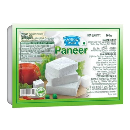 Mother dairy Paneer 200 G