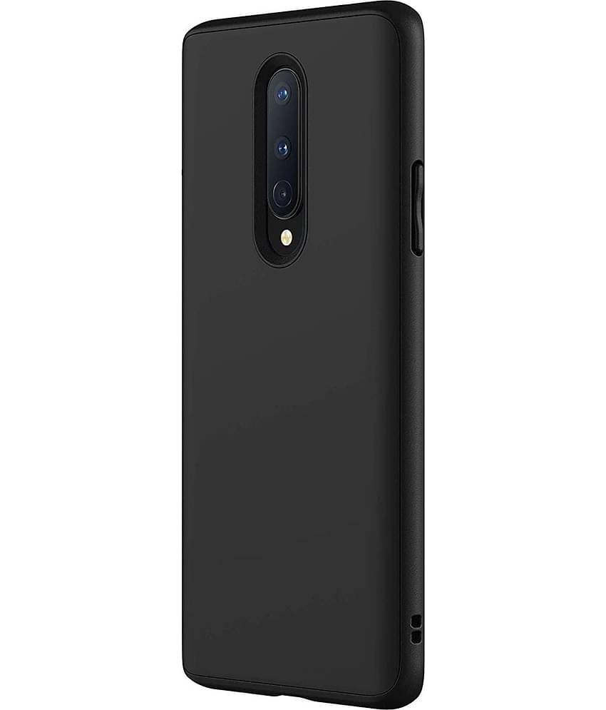 Spectacular Ace - Black Silicon Plain Cases Compatible For OnePlus 8 ( Pack of 1 )