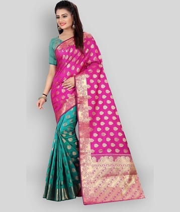 Gazal Fashions Silk Printed Saree With Unstitched Blouse Piece ( Multicolor )