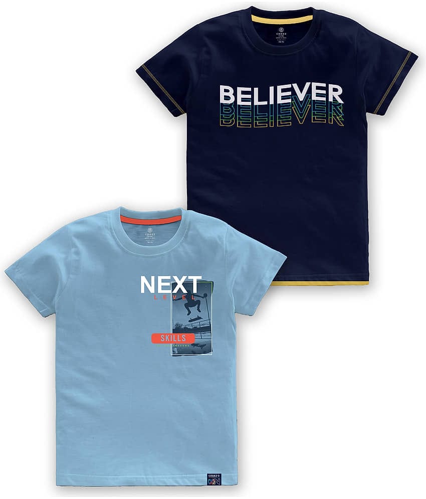 CODEZ Pack of 2 Boys Cotton Blend T-Shirt ( Multi Color )
