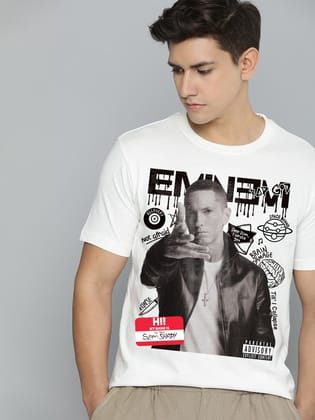 Eminem Half Sleeve T-Shirt-White / S