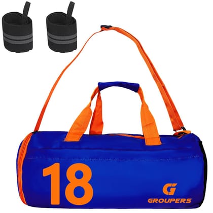 GROUPERS Combo Set of Duffle Polyester Bag with Wrist BandlDuffle Bags Travel (Blue 18)