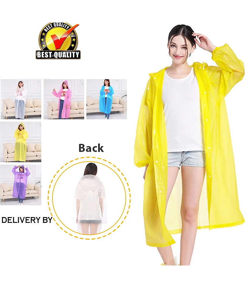 Unisex Full-Coverage Raincoat with Adjustable Hood – Water-Resistant Travel & Monsoon Wear for Men, Women & Children (Pack of 1)