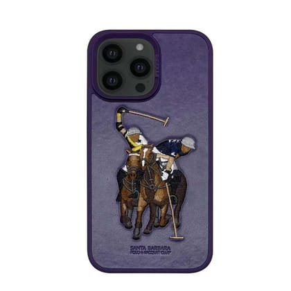 iPhone 14 Pro Cover - Santa Barbara Genuine Leather Case Jockey Series-Deep Purple