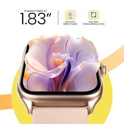 CELLECOR M1 Stew 1.83 IPS Display Smart Watch, Bluetooth Calling, Unlimited Watch Faces, 100+ Sports Modes, Health Suite, Voice Assistance (Gold-Pink)