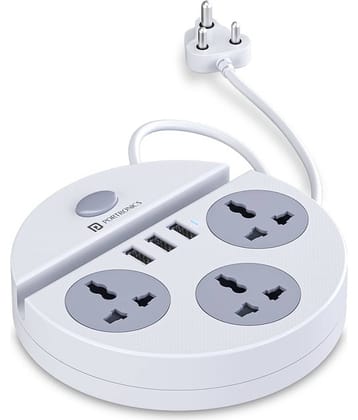 Portronics Power Plate 5:Power Converter With USB Charger ,White (POR 1359)
