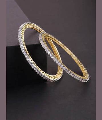 Priyaasi Beautiful White American Diamond Gold Plated Bangles for Women and Girls