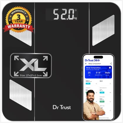 Dr Trust USA Hercules Smart Body Fat Analyser & Composition Scale 525, BMI, Personal Weighing Machine Monitor Body Weight Loss, Age & Bone Mass and Syncs With Fitness App