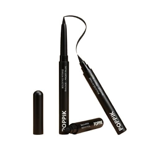 POPPIK BoldEyes Intense Kajal Black, Matte Finish, Smudge-Proof & Waterproof Eye Pencil with Vitamin E & Almond Oil, Long-Lasting, Cooling Effect, 0.3g