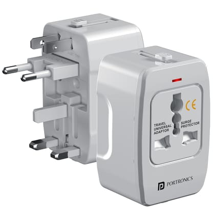 Portronics Juicemate 3 Universal Travel Adapter with 6A AC Socket Output,Universal AC Socket, All in One International Travel Fast Charging Adapter, Suitable for 200 Plus Countries US,UK,EU,AUS,Etc(White)