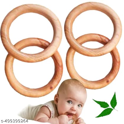 Pure Neem Wood Teether Rings  Pack of 4 | Natural, Safe & Baby-Friendly