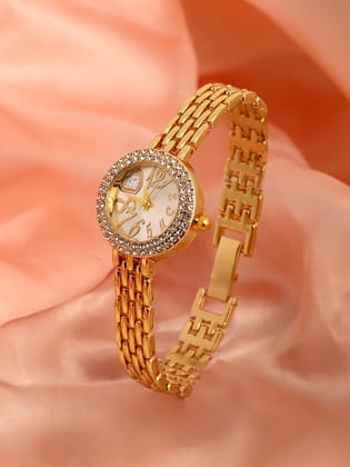 The Embellished Beads Of Rice Round Watch - California Gold-Watches