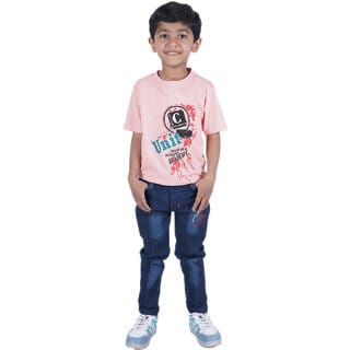 Kid Kupboard Cotton Boys T-Shirt, Light Pink, Half-Sleeves, 6-7 Years KIDS7266