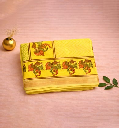 Block print gond art maheshwari saree